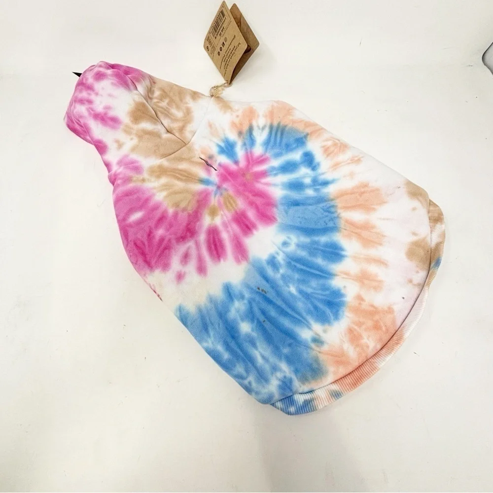 New FOUND MY ANIMAL Multicolor Tie Dye Hoodie Cotton Fleece Size Medium